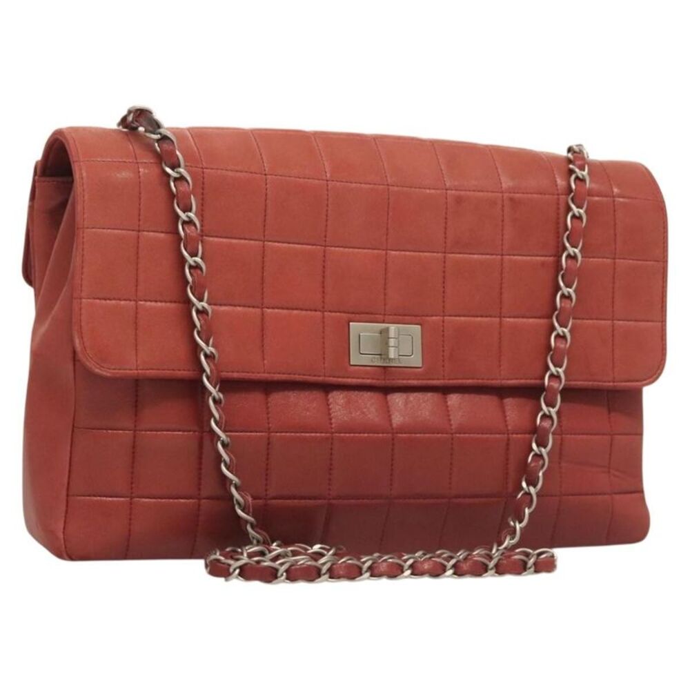 Chanel Vintage Chocolate Bar Mademoiselle Multipocket Flap Quilted Leather Red